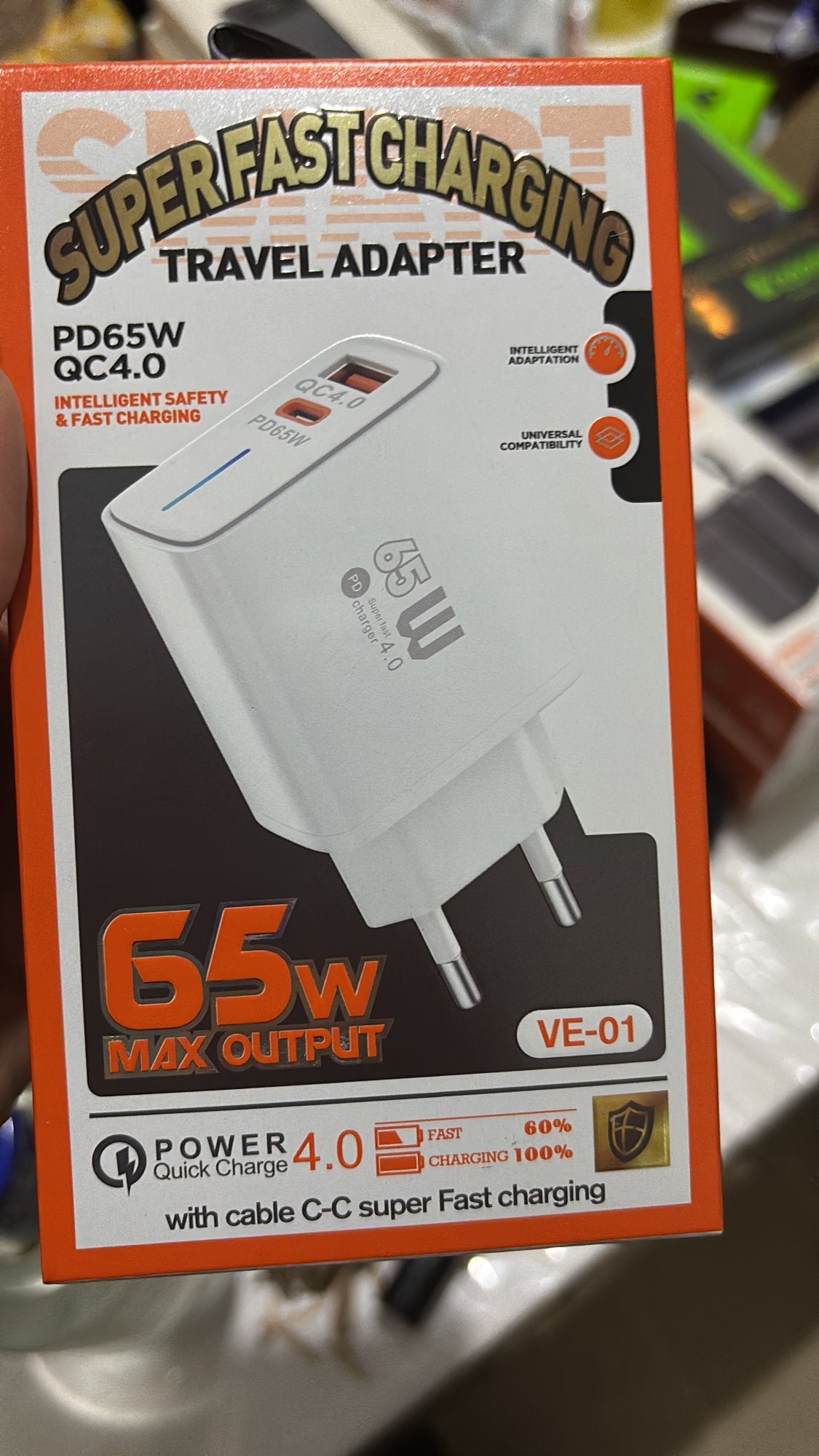 شاحن سريع – اختر القوة والسعر: 10W · 45W GaN · 65W PD+QC4.0 | Chargeur Rapide مع الكابل