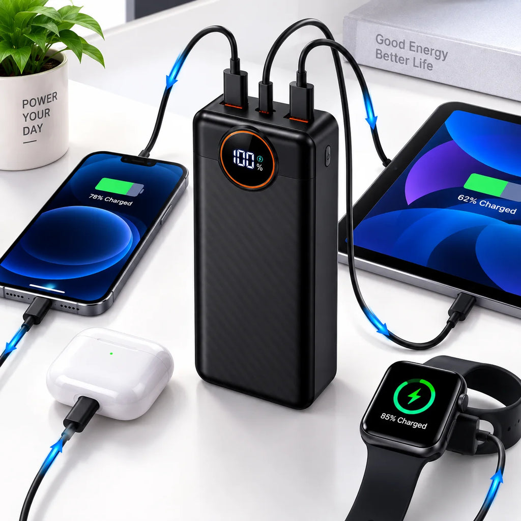 باور بانك IRON 30000 مللي أمبير – Power Bank | شحن سريع 22.5W مع كابل مدمج وشاشة رقمية