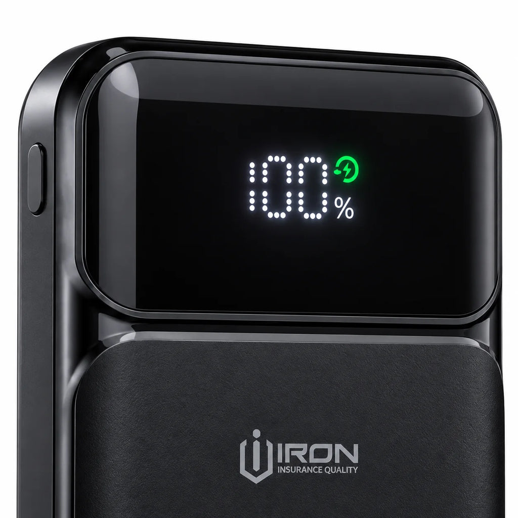 باور بانك IRON 10000 مللي أمبير – Power Bank IR-010 | شحن سريع 22.5W مع كابل مدمج وشاشة رقمية