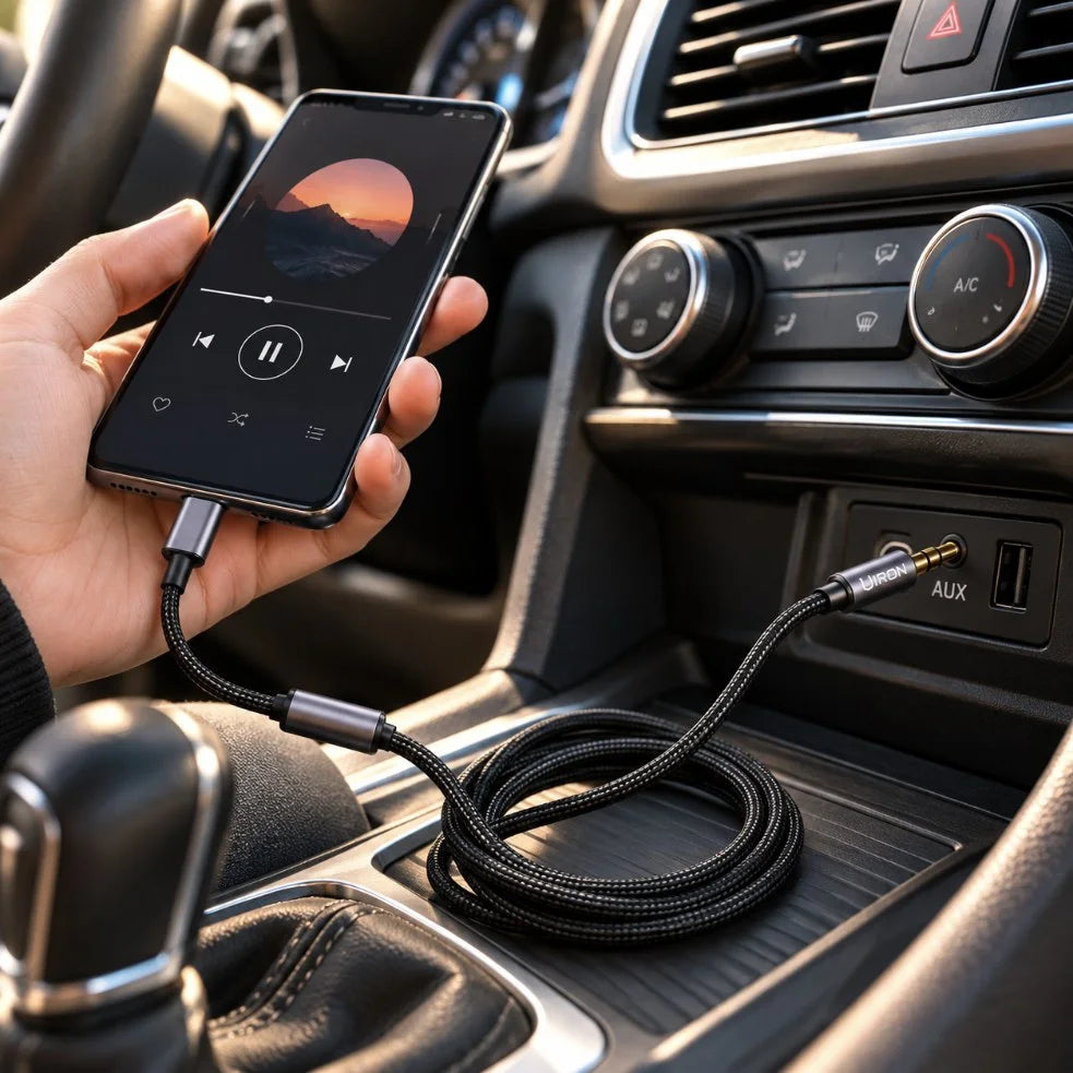 كابل AUX 2 في 1 IRON IR-AUX205 – Câble Audio Type-C + Lightning إلى Jack 3.5mm | طول 1.2 متر