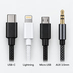 أنواع المداخل: USB-C و Lightning و Micro USB و AUX