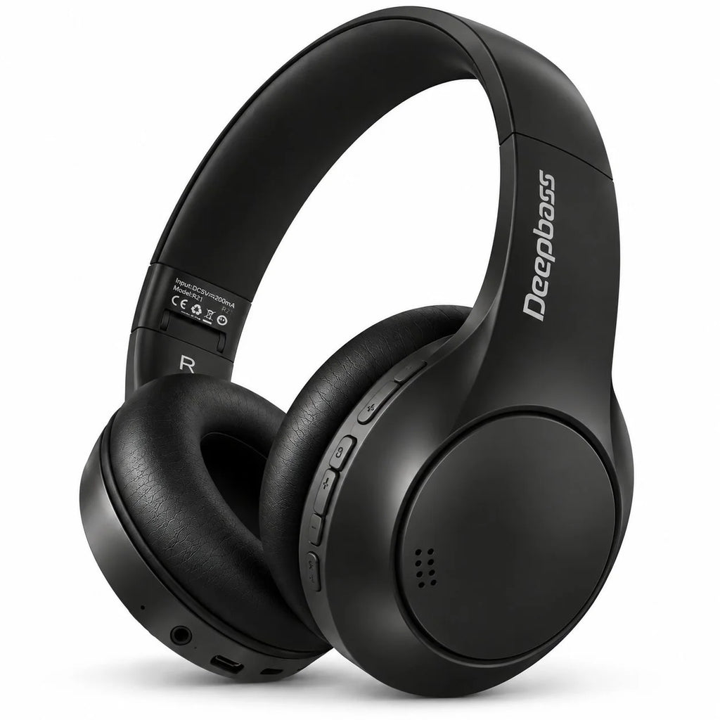 سماعة رأس لاسلكية Deepbass R21 – Casque Sans Fil Hi-Res | راديو FM ومشغّل MP3 – حتى 8 ساعات – أسود أو أبيض