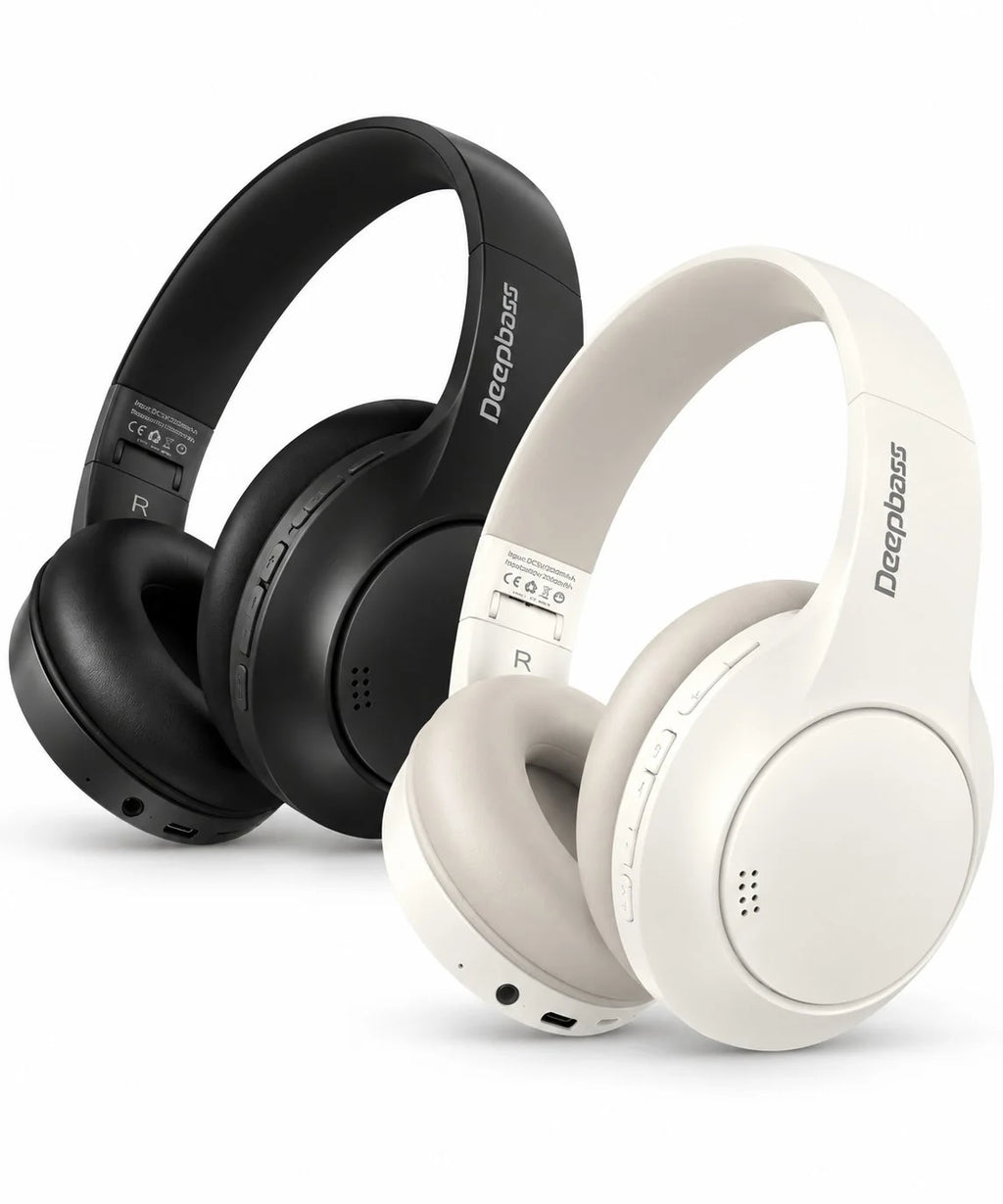 سماعة رأس لاسلكية Deepbass R21 – Casque Sans Fil Hi-Res | راديو FM ومشغّل MP3 – حتى 8 ساعات – أسود أو أبيض
