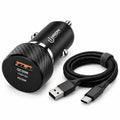 شاحن سيارة IRON 48W – Chargeur Voiture PD + USB | QC 30W و PD 18W مع كابل Type-C