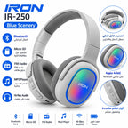 سماعة رأس لاسلكية IRON IR-250 – Casque Bluetooth V5.3 | راديو FM ومشغّل MP3 وإضاءة ملوّنة
