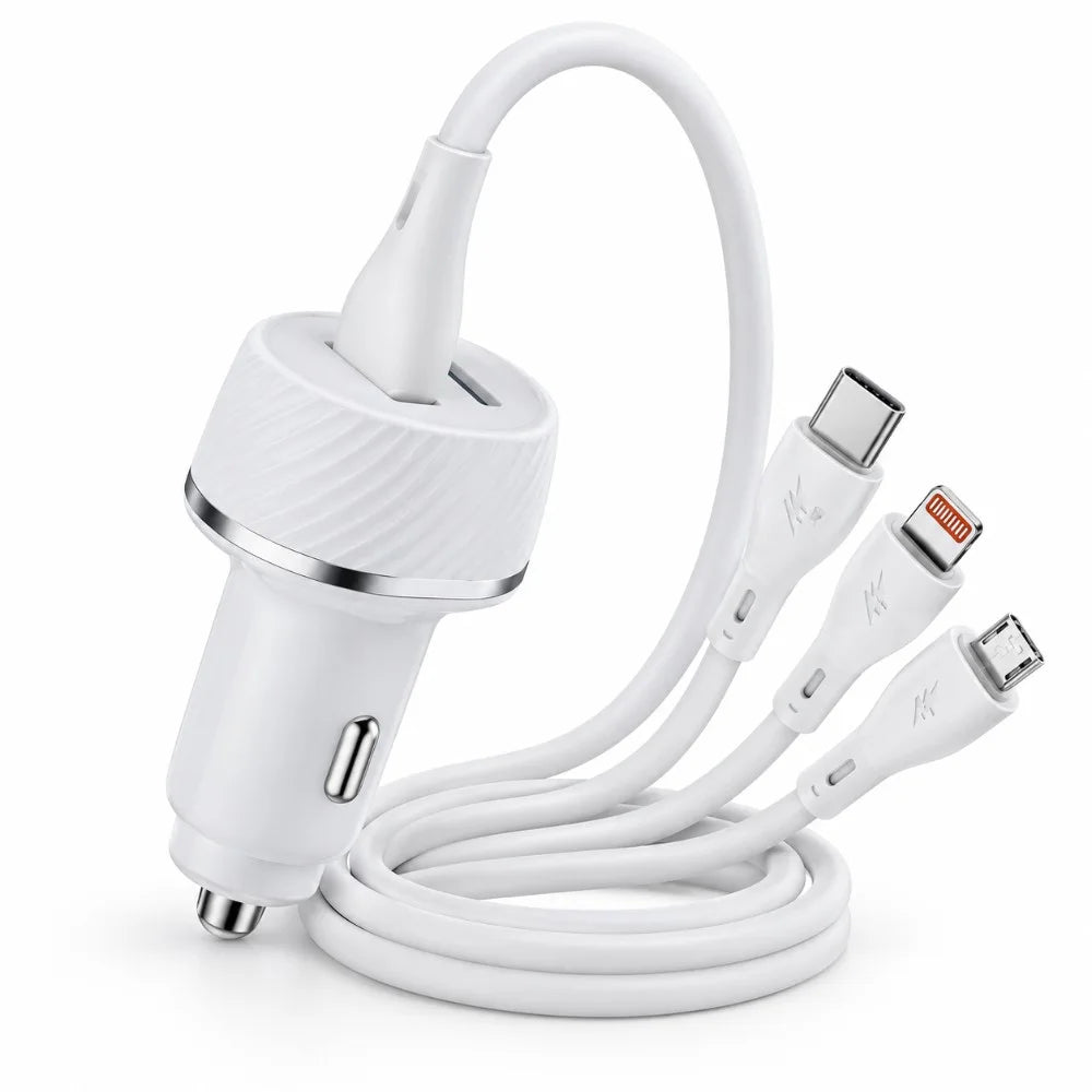 شاحن سيارة IRON CR-03 – Chargeur Voiture 45W | PD+QC مع كابل 3 في 1