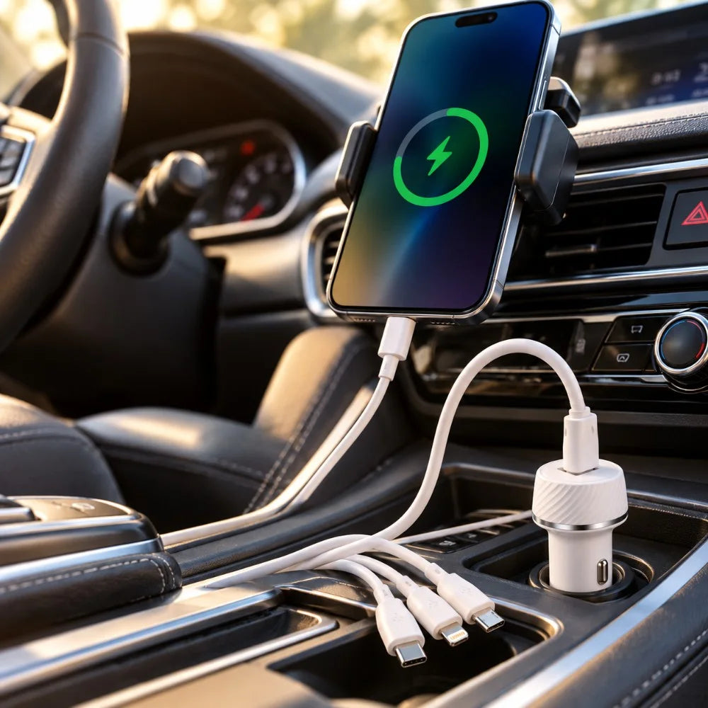 شاحن سيارة IRON CR-03 – Chargeur Voiture 45W | PD+QC مع كابل 3 في 1