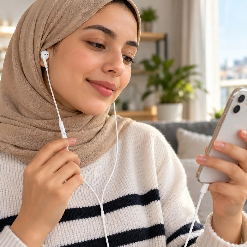 سماعات سلكية IRON ER-04 – Écouteurs Lightning | ميكروفون وأزرار تحكم لـ iPhone