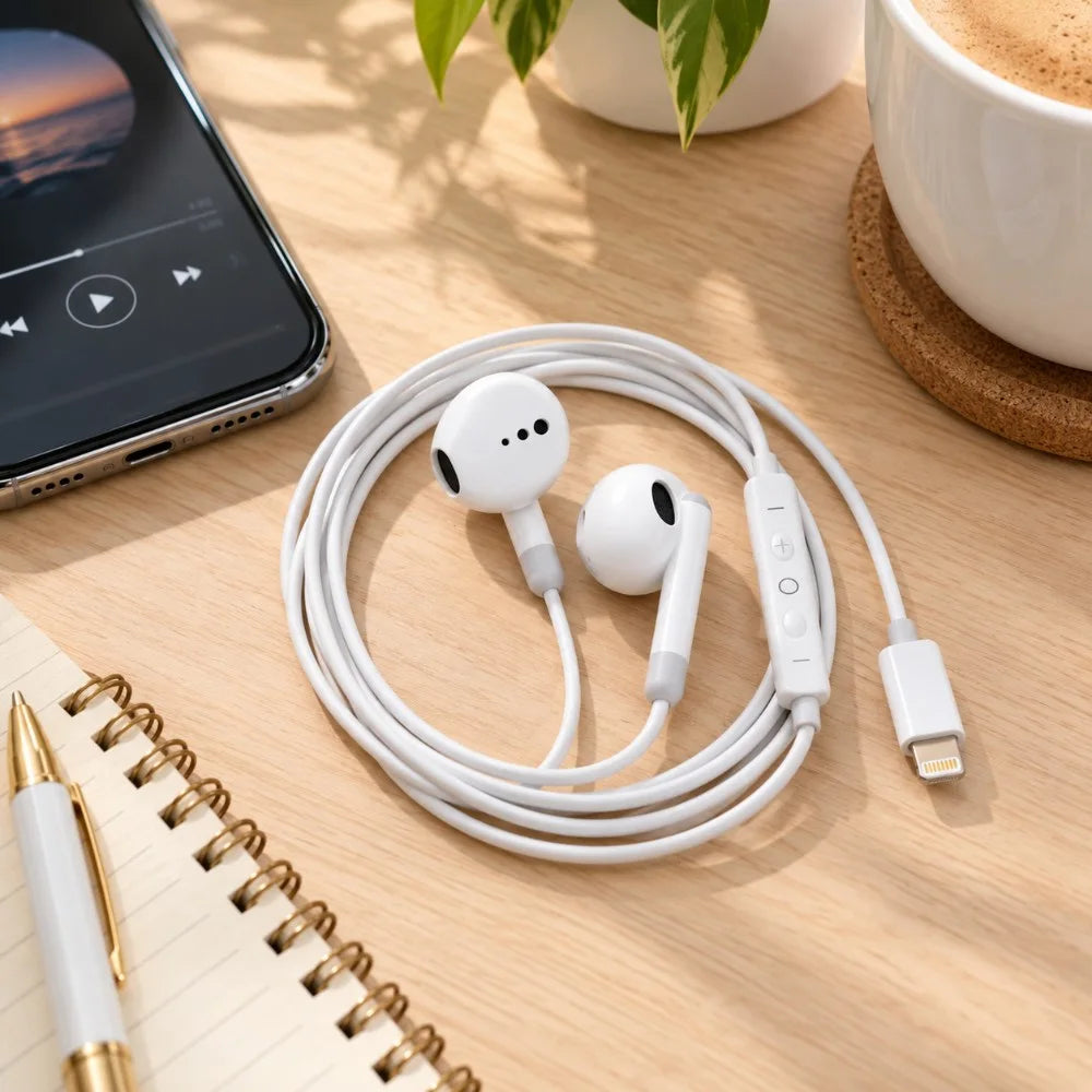 سماعات سلكية IRON ER-04 – Écouteurs Lightning | ميكروفون وأزرار تحكم لـ iPhone