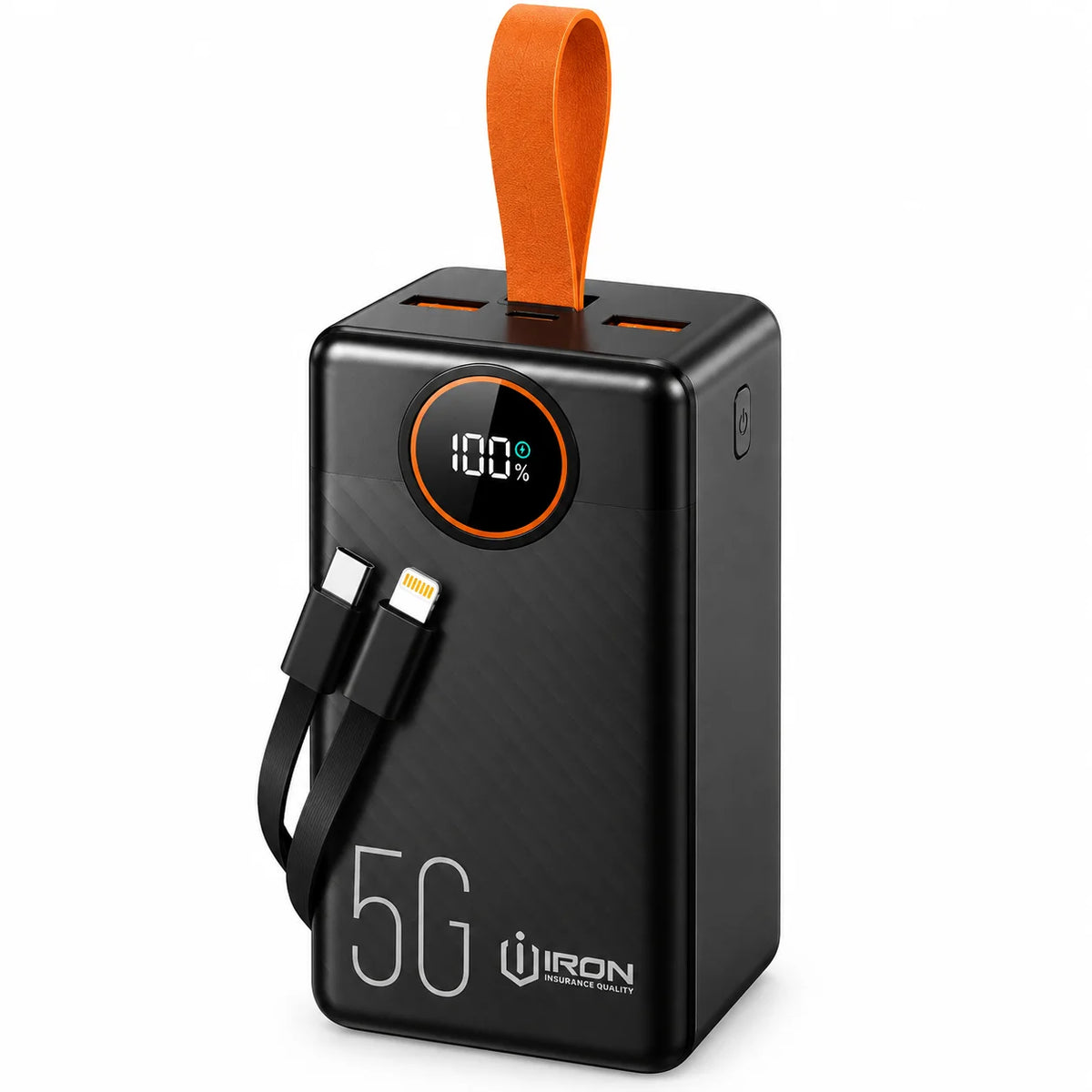 باور بانك IRON – Power Bank | 30000 · 40000 · 50000 مللي أمبير | شحن 22.5W وكابل مدمج + باك مع مشترك كهربائي أو كشاف