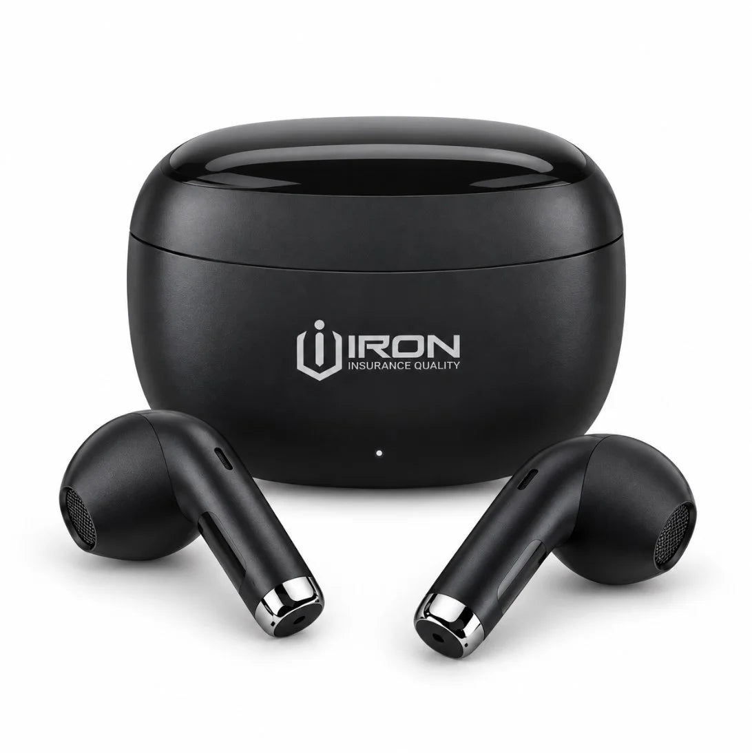 سماعات IRON IR-100 – Écouteurs sans fil TWS | Bluetooth 5.4 وتقليل الضوضاء ENC وحتى 45 ساعة تشغيل