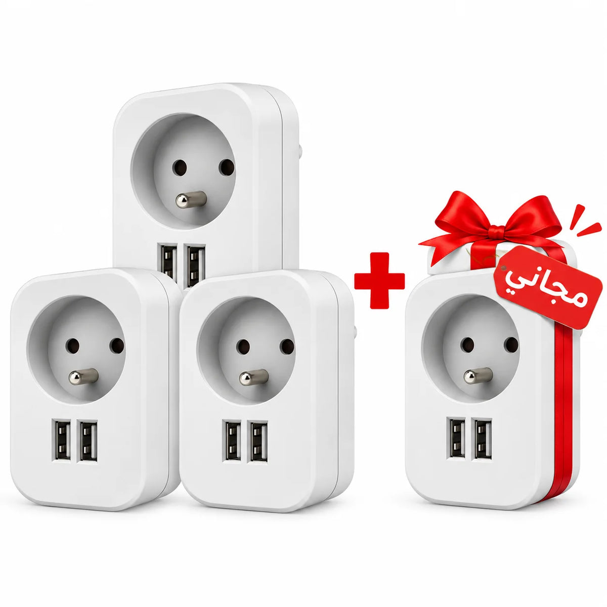 محول كهربائي Simon بمقبس فرنسي + منفذي USB – Adaptateur Combi 16A 3680W – شحن ذكي 17 واط