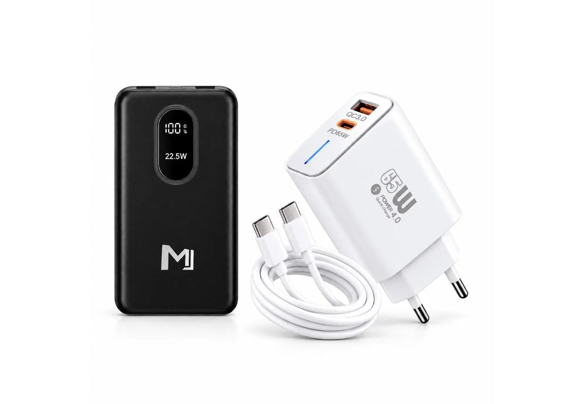 باور بانك MJ P-01 – 10000 مللي أمبير | Power Bank شحن سريع 22.5W مع 3 كابلات وشاشة رقمية