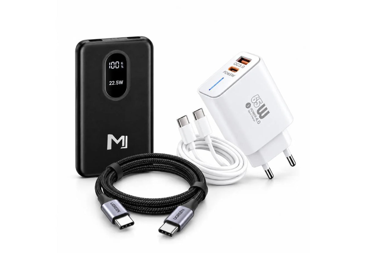 باور بانك MJ P-01 – 10000 مللي أمبير | Power Bank شحن سريع 22.5W مع 3 كابلات وشاشة رقمية