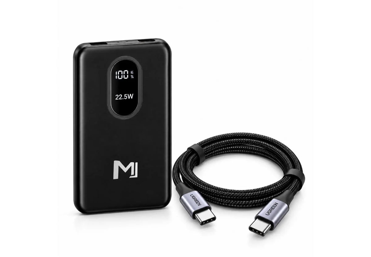باور بانك MJ P-01 – 10000 مللي أمبير | Power Bank شحن سريع 22.5W مع 3 كابلات وشاشة رقمية