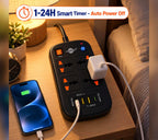مشترك كهربائي WISDOMUP SPQ-09 – Multiprise 4 مآخذ + 4 USB شحن سريع 40W | 3500W
