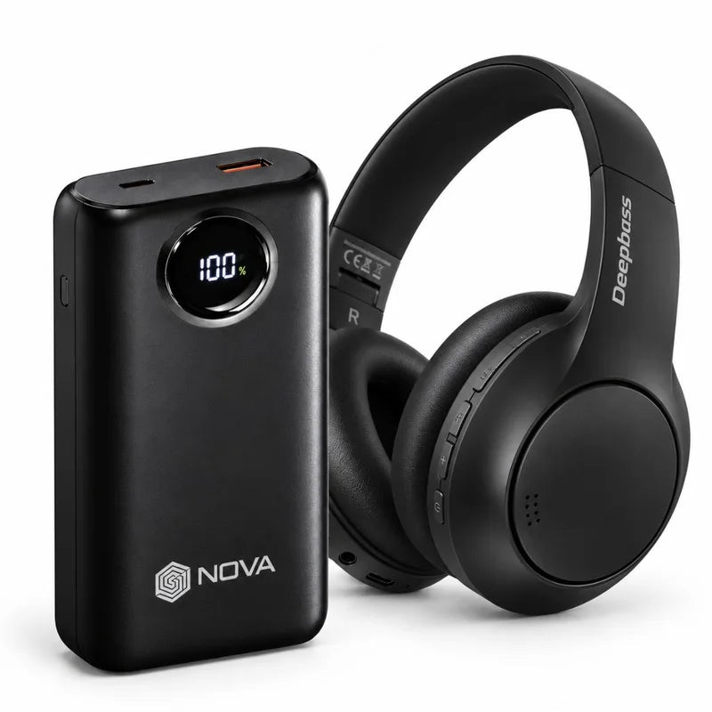 باور بانك NOVA PR-21 – 20000 مللي أمبير | Power Bank شحن سريع 22.5W مع كابلين Type-C وLightning
