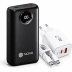 باور بانك NOVA PR-21 – 20000 مللي أمبير | Power Bank شحن سريع 22.5W مع كابلين Type-C وLightning