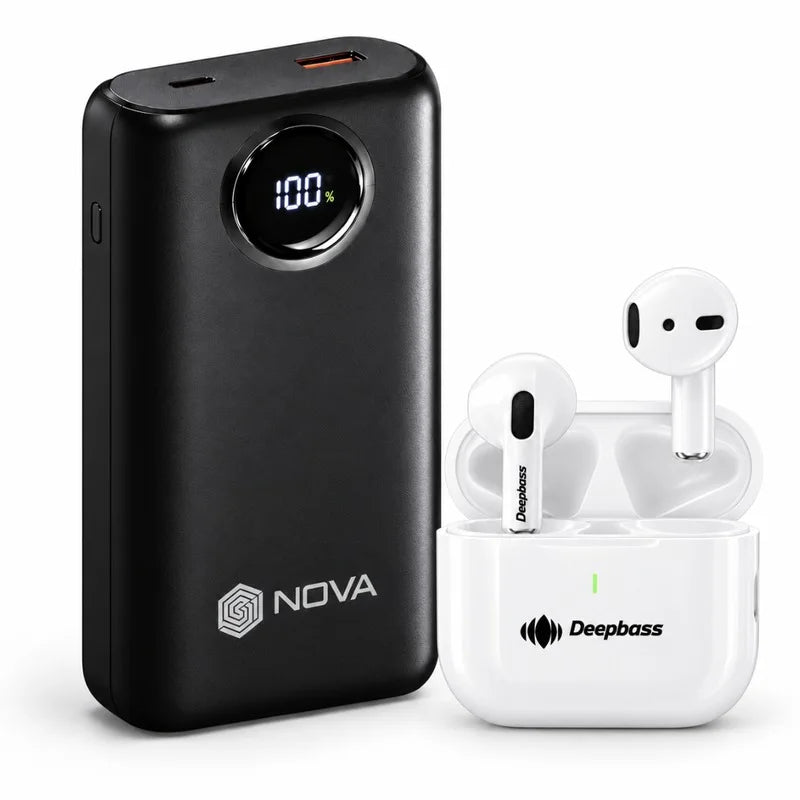 باور بانك NOVA PR-21 – 20000 مللي أمبير | Power Bank شحن سريع 22.5W مع كابلين Type-C وLightning