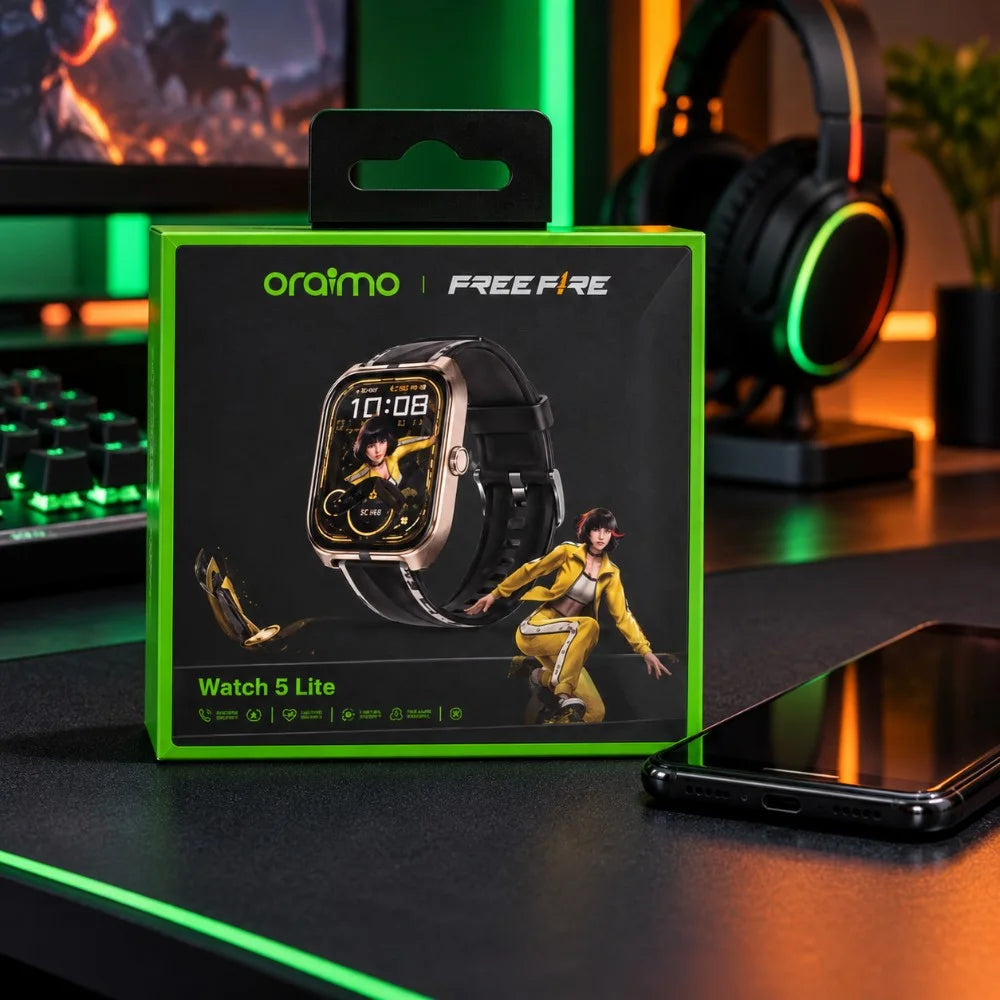 ساعة ذكية oraimo Watch 5 Lite – Montre Connectée | إصدار Free Fire الخاص