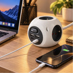 مشترك كهربائي Simon Combiball – Multiprise 3 مآخذ + 2 USB-A + 2 USB-C مع زر تشغيل