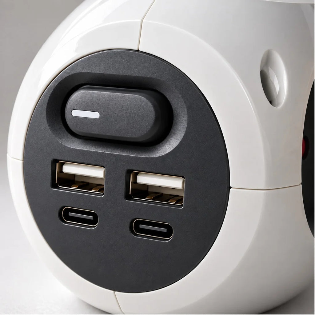 مشترك كهربائي Simon Combiball – Multiprise 3 مآخذ + 2 USB-A + 2 USB-C مع زر تشغيل