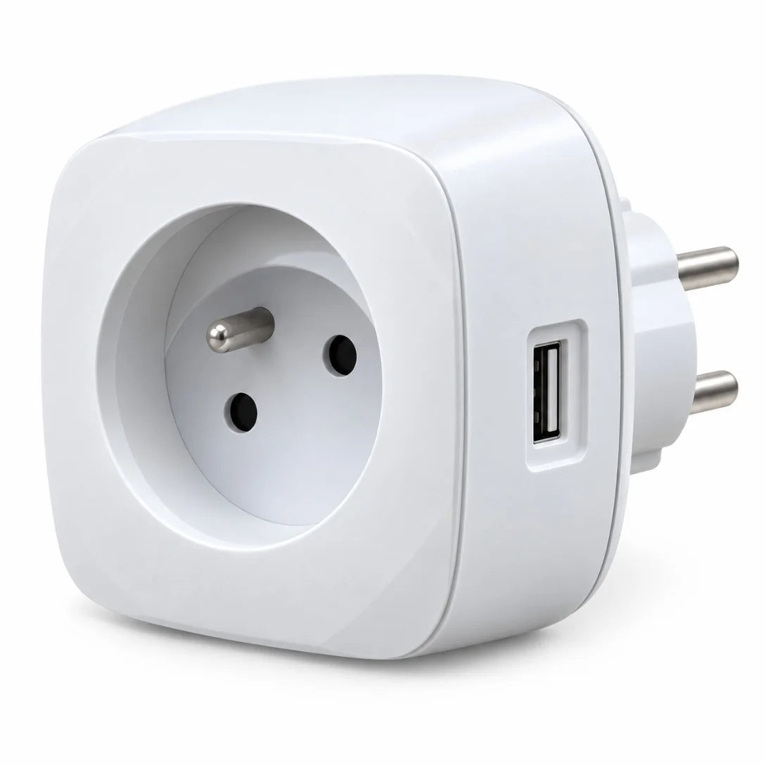 محوّل مأخذ Simon مع USB – Adaptateur prise 2P+T + 2 USB-A + 1 USB-C | 3.2A 15.8W