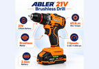 مثقاب لاسلكي ABLER 21V Brushless – Perceuse Visseuse sans fil | عزم 65N.m · بطارية 2.0Ah