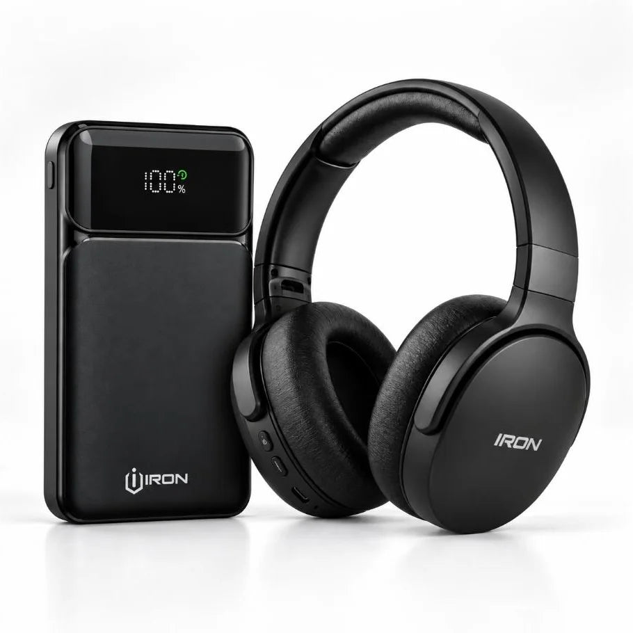 باور بانك IRON 10000 مللي أمبير – Power Bank IR-010 | شحن سريع 22.5W مع كابل مدمج وشاشة رقمية