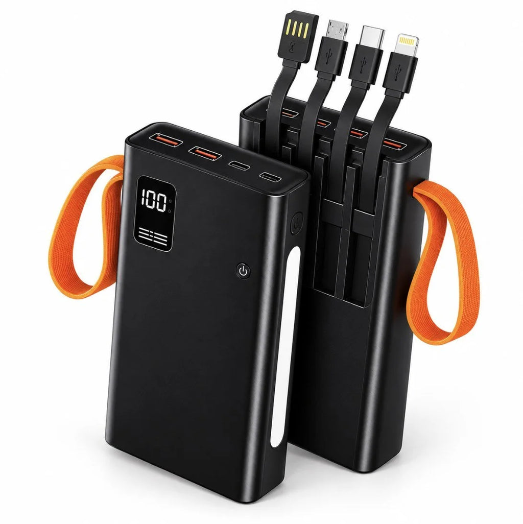 باور بانك N-02 – 20000 مللي أمبير | Power Bank شحن فائق 22,5W PD مع 4 كابلات مدمجة وشاشة رقمية