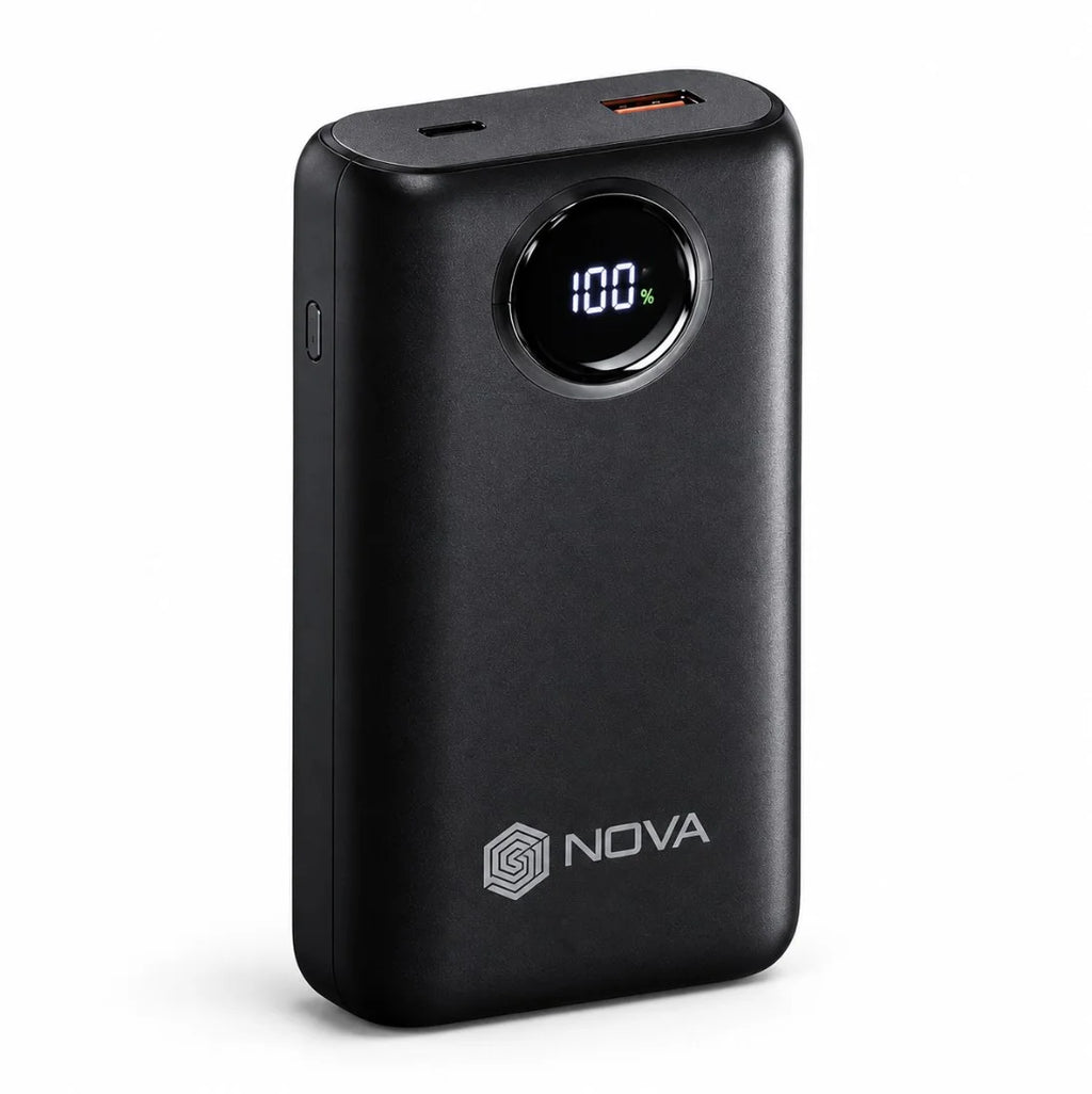 باور بانك NOVA PR-21 – 20000 مللي أمبير | Power Bank شحن سريع 22.5W مع كابلين Type-C وLightning