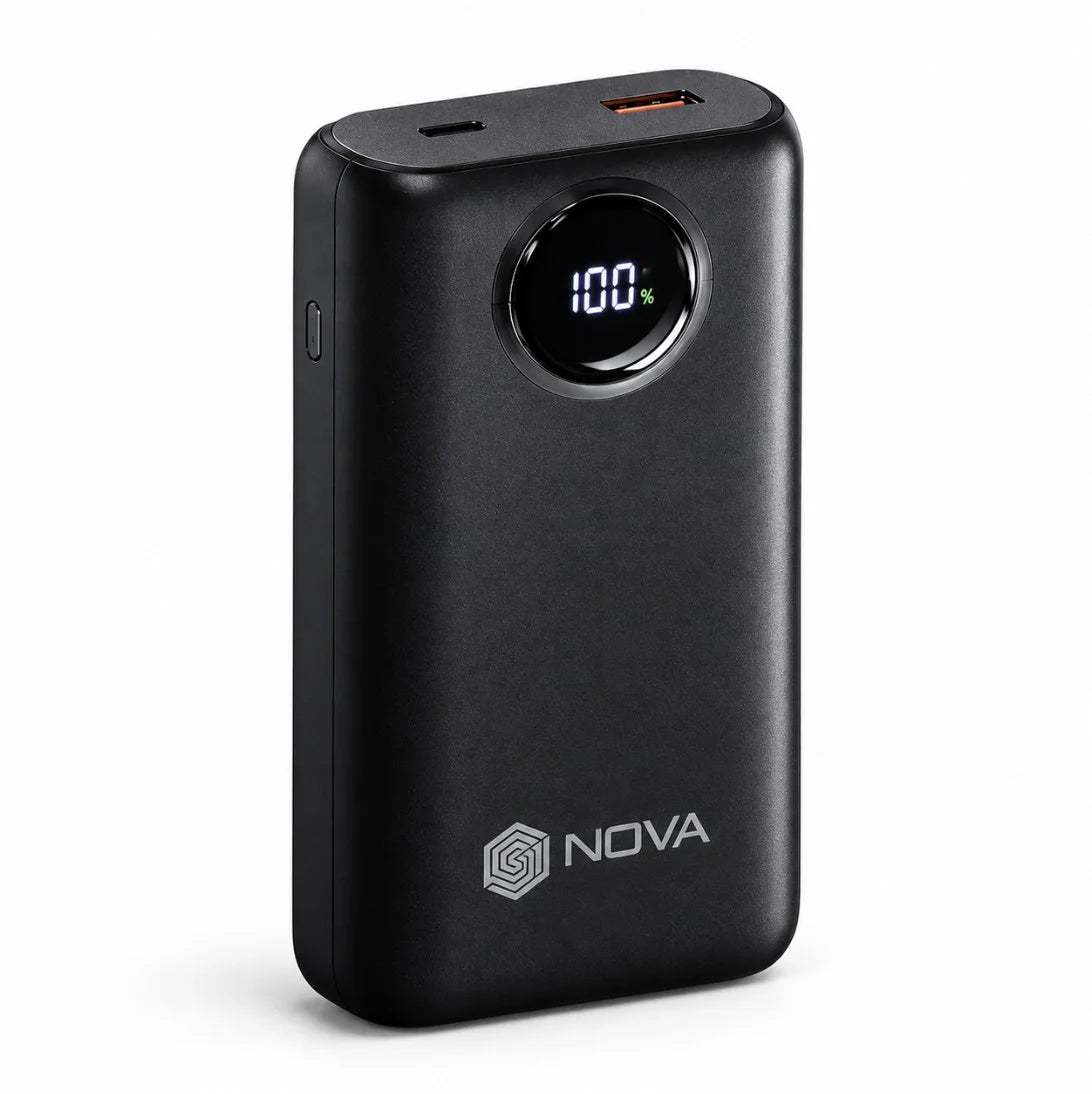 باور بانك NOVA PR-21 – 20000 مللي أمبير | Power Bank شحن سريع 22.5W مع كابلين Type-C وLightning