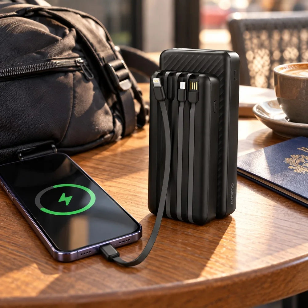 باور بانك Oraimo Traveler Link 20 – 20000 مللي أمبير | Power Bank مع 4 كابلات مدمجة