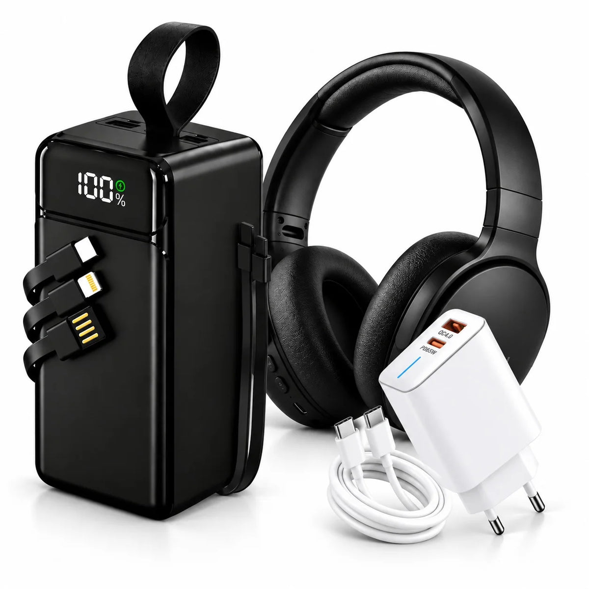 باور بانك IRON 40000 مللي أمبير – Power Bank | شحن سريع 22.5W مع كابل مدمج وشاشة رقمية