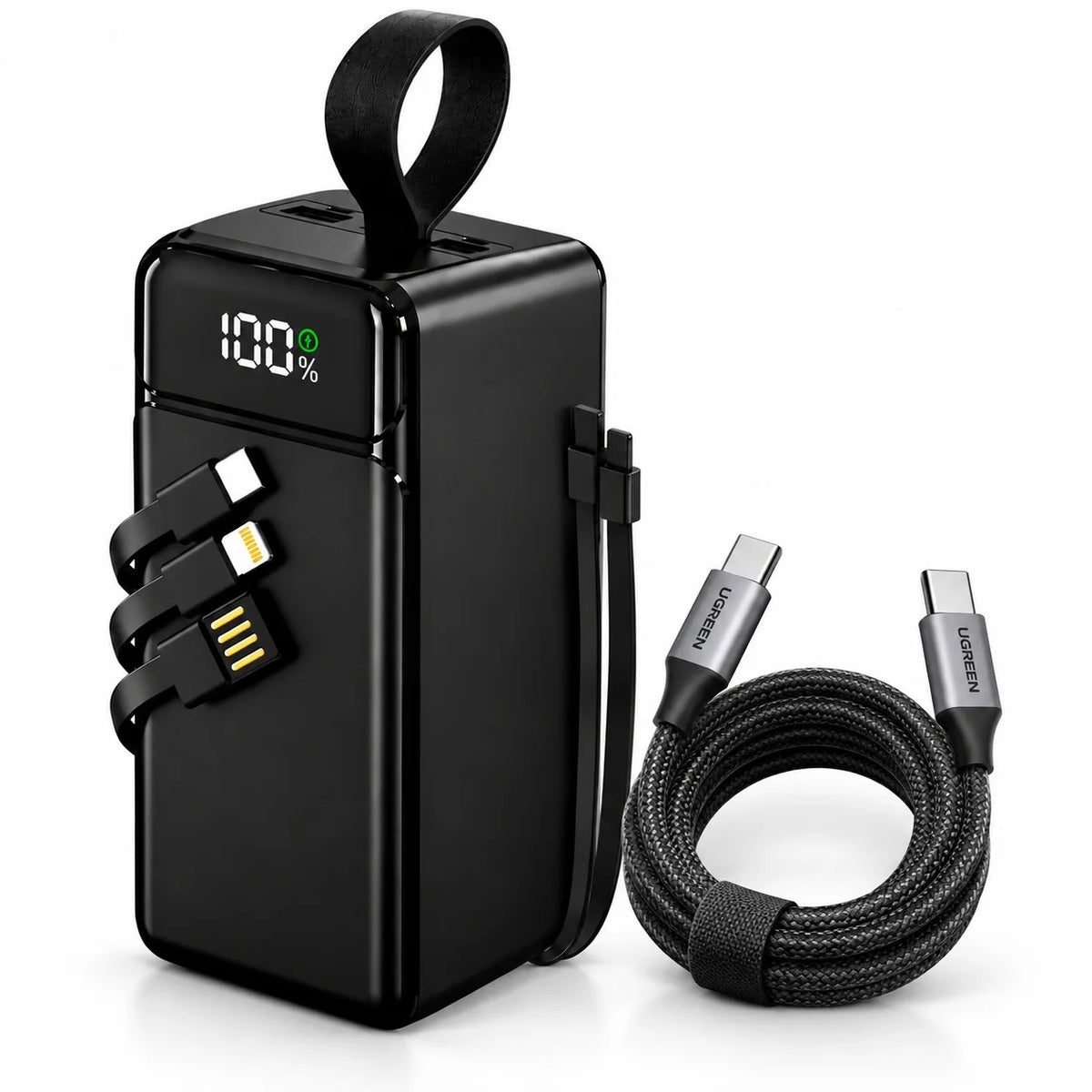 باور بانك IRON 40000 مللي أمبير – Power Bank | شحن سريع 22.5W مع كابل مدمج وشاشة رقمية