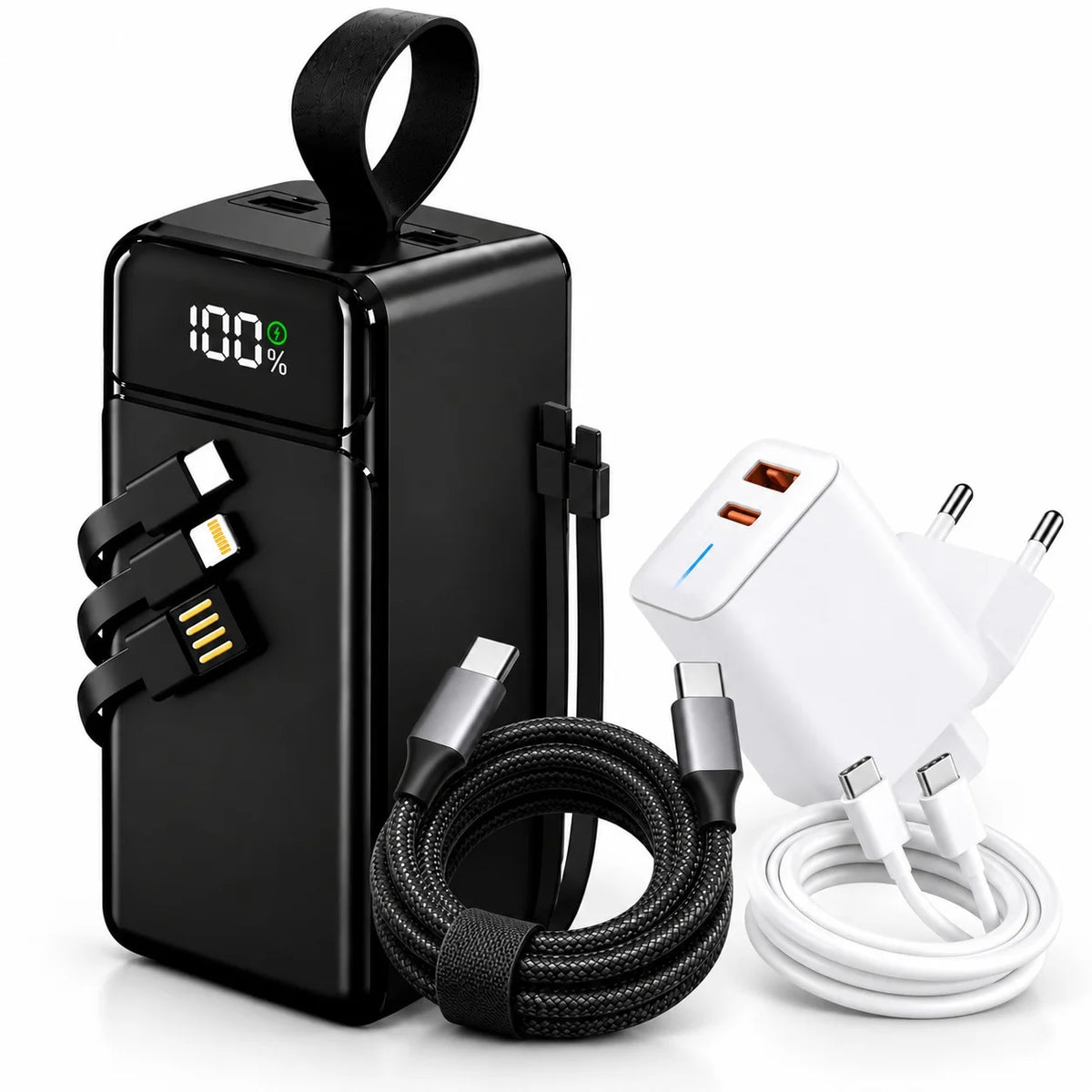 باور بانك IRON 40000 مللي أمبير – Power Bank | شحن سريع 22.5W مع كابل مدمج وشاشة رقمية