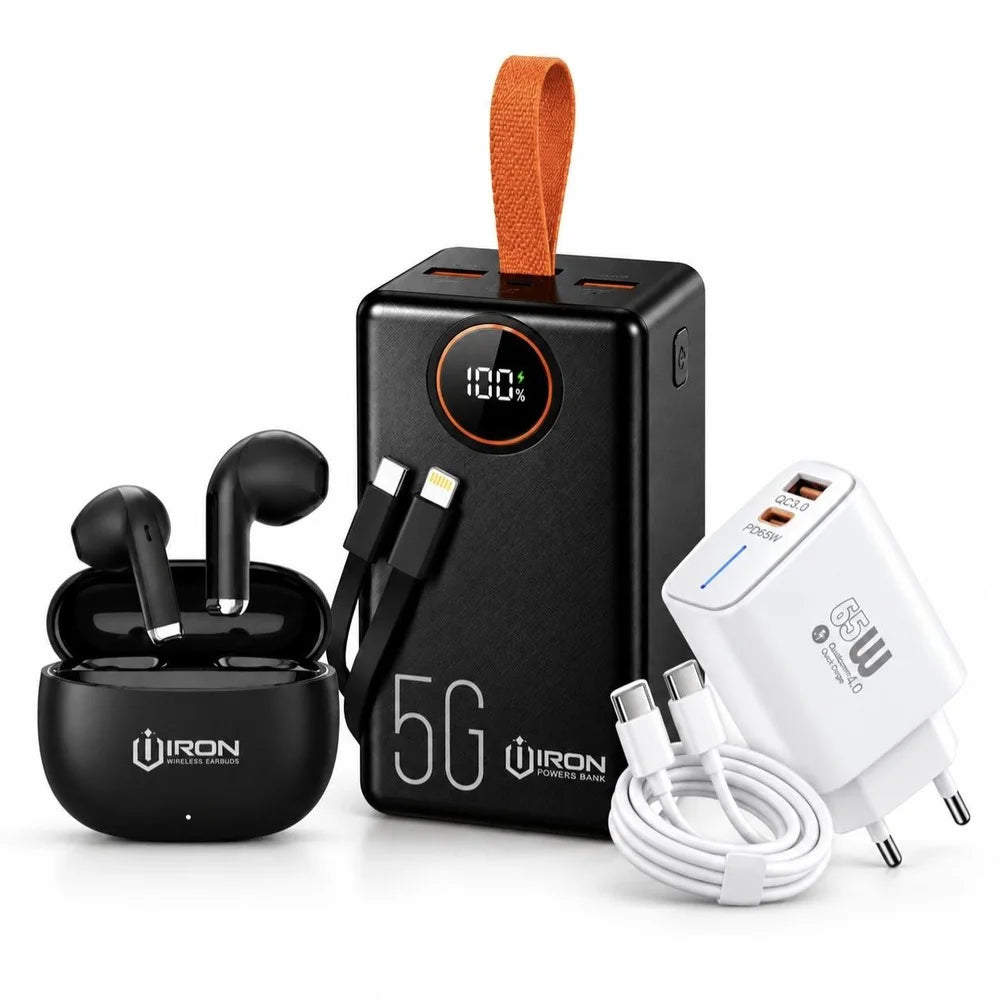باور بانك IRON 50000 مللي أمبير – Power Bank | شحن سريع 22.5W مع كابلين مدمجين وشاشة رقمية