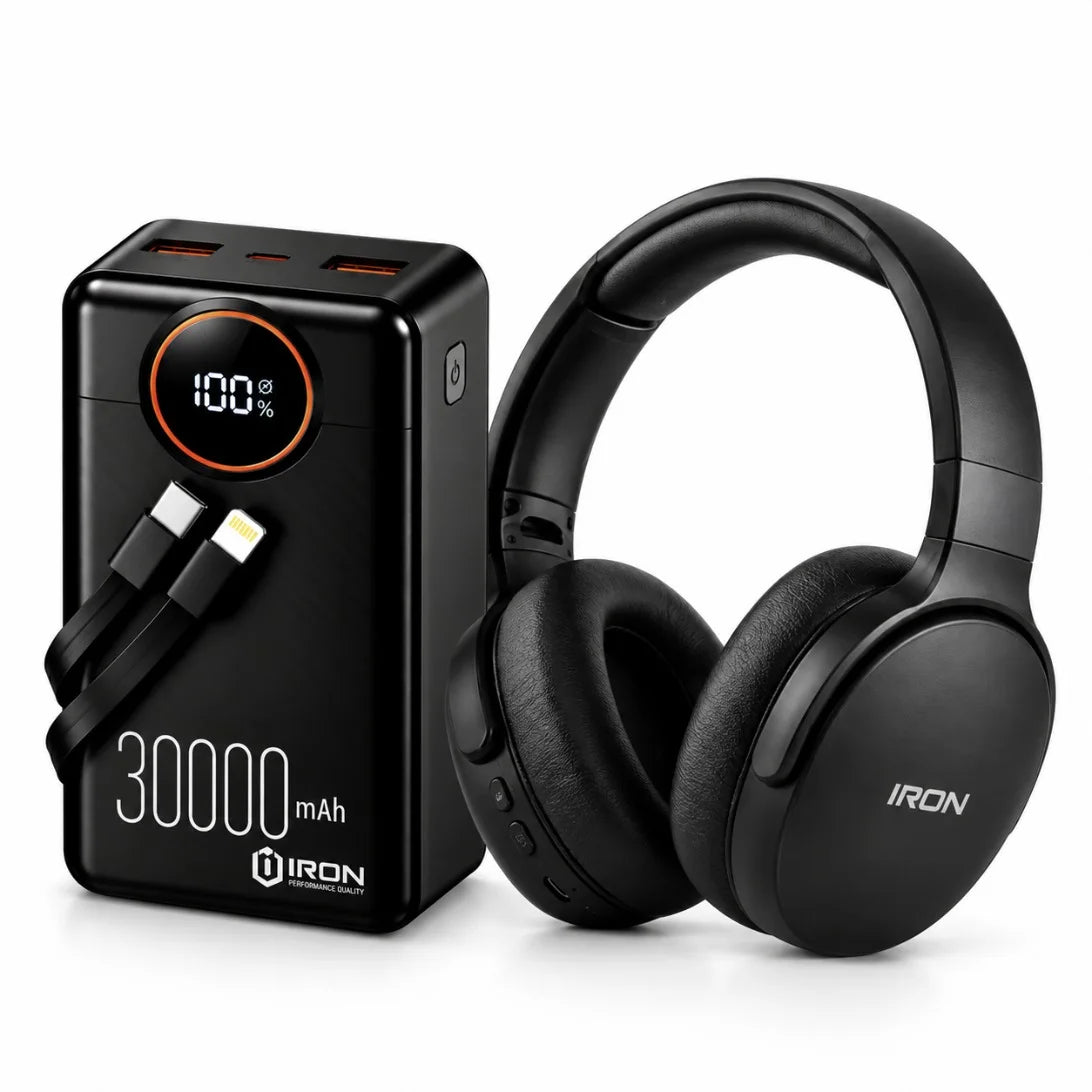 باور بانك IRON 30000 مللي أمبير – Power Bank | شحن سريع 22.5W مع كابل مدمج وشاشة رقمية