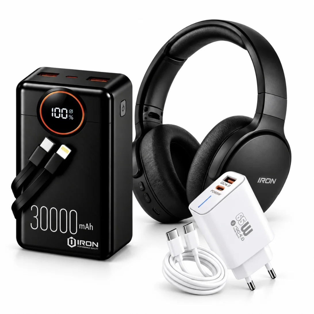 باور بانك IRON 30000 مللي أمبير – Power Bank | شحن سريع 22.5W مع كابل مدمج وشاشة رقمية