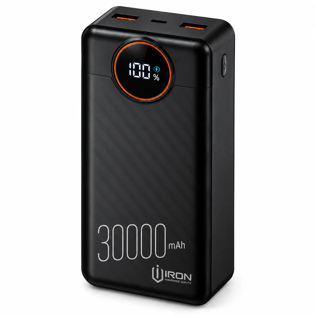 باور بانك IRON – Power Bank | 30000 · 40000 · 50000 مللي أمبير | شحن 22.5W وكابل مدمج + باك مع مشترك كهربائي أو كشاف